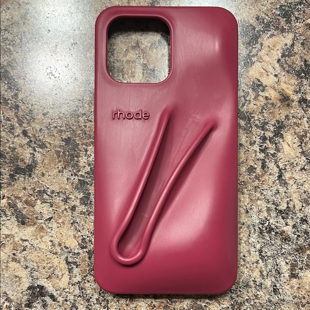 RHODE Burgundy Silicone Phone Case with Integrated Hand Groove